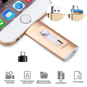 4-in-1 USB Flash Drive for iPhone & Type-C, External Data Storage Thumb Drive Photo Stick, USB Memory Stick Pendrive, Memoria Portátil 128GB 256GB 512GB 1TB  Backup & Transfer Made Easy
