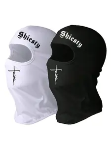 Unisex Letter & Cross Print Balaclava Mask, Breathable Neck Gaiter for All Seasons, Sporty Design for Hiking & Daily Use, Outdoor Sports Mask