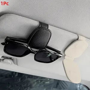 1Pc Car Sunglasses Holder, Premium PU Leather Sun Visor Organizer, Multi-Function Glasses Clip for Car SUV Truck, Interior Accessory