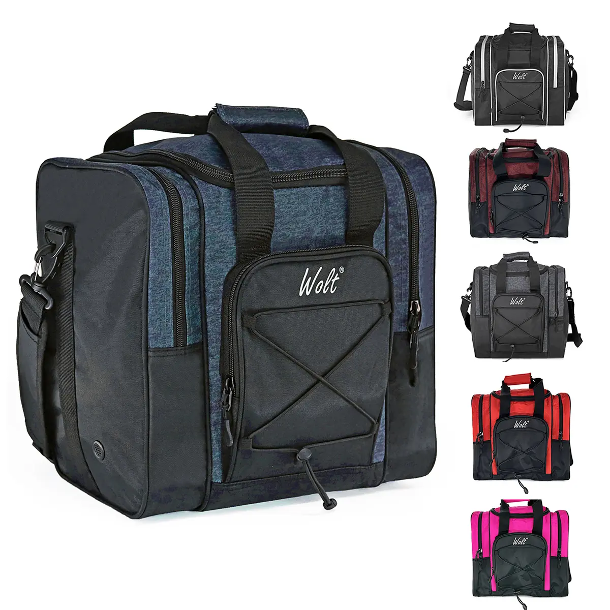 Wolt Single Bowling Ball Bag - Tote for Easy Transport with Padded Holder and 2 Pockets for Bowling Shoes up to Men's Size 14 & Accessories, Bowling Bag, Convenient Design, Easy Storage And Transport, Versatile Fit, Adults, No