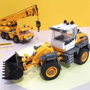 City Technical MOC Loader Car Heavy Mining Truck Crane Building Blocks DIY Engineering Excavator Bricks Toy Gift for Children ﻿