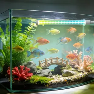 8 Inch/12 Inch Pet Aquarium LED Light, USB Powered, 4 Button Control, 3h/9h/12h Timer, Adjustable Brightness & Colors, Suitable for Medium/large Tanks