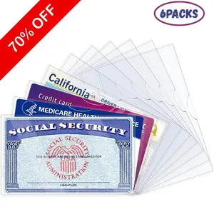 6 Pack Social Security Card Protector Sleeves, Ultra Clear & Durable 31Mil Waterproof SSN/New Medicare/Credit Card Holder, Soft ID/Debit/Credit/Index Card Storage Sleeves