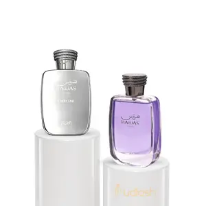 Oudlash Bundle | Rasasi | Hawas | Him + Chrome | Men's Fragrance | 100 ML - 3.4 OZ | Eau De Parfum | Yellow - Peach & Orange