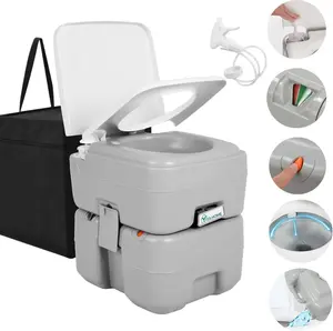 YITAMOTOR Portable Toilet for Camping, Porta Potty Toilet with 5.3 Gal Waste Tank & 2.6 Gal Flush Tank, Bag, Sprayer, T-type Outlet, Level indicator, Anti-Leak Odor-Sealing Slide Valve for RV Outdoors