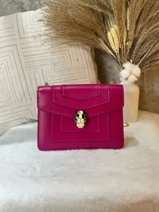 Pre-owned Bulgari Bvlgari x Alexander Wang collaboration Serpenti Medium Flap Bag in vibrant fuchsia leather 1919