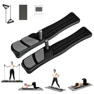 Homhut Pilates Board for Home Workout - Upgraded 7 in 1 Foldable Pilates Reformer Set, Multifunctional Ab Trainer with Resistance Bands & LED Timer, Pilates Board for Women Full Body Workout