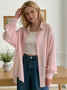 A women's casual and fashionable shirt, versatile commuting shirt, loose and slimming, suitable for all seasons, suitable for home, indoor, and outdoor wear