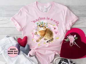 Karma Is A Cat Shirt, Me And Karma Vibe Like That Shirt, Lyric Merch, Midnights Album Inspired Tee, Concert Shirt, Minimal Shirt, Women Tees