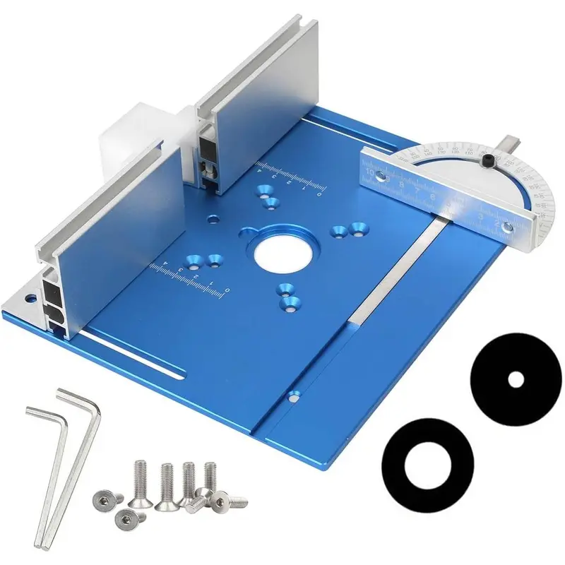Anodized Aluminum Alloy Router Table Hardware Cutting Tool for Carpenters, Compact Design with 1pc 240x200 mm Insert Plate, Dual-Function Fence, 180-Degree Rotating Push Rule, CNC Machined - No Battery Required, Kayaking Enthusiast Gift for Men