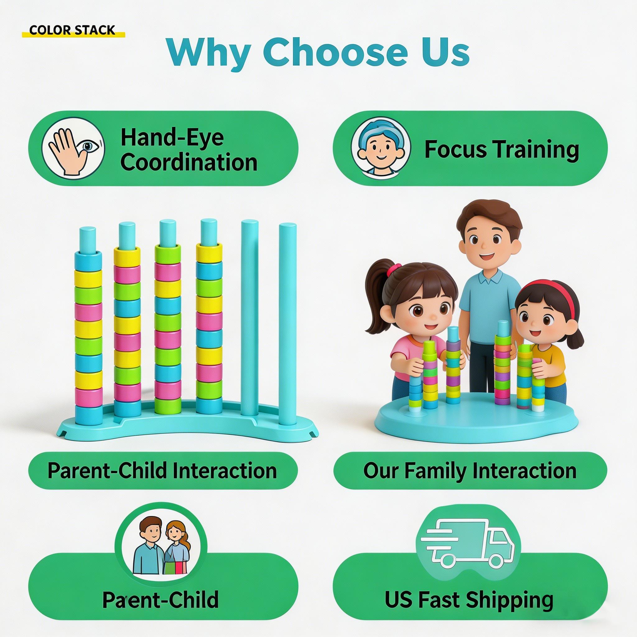 Color Stack Challenge Puzzle Game - Fun Party and Family Game Night for All Ages Enhances Teamwork and Friendly Competition Perfect for Gatherings