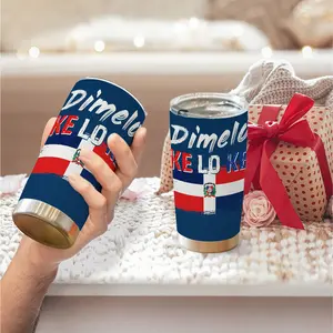 1pc 600ml Dominican Republic Flag Pattern 304 stainless steel large capacity travel mug.throw blanket. comfy throw blanket. 20oz insulated water bottle. chairs ideal for Dominican culture enthusiasts and as a cultural gift