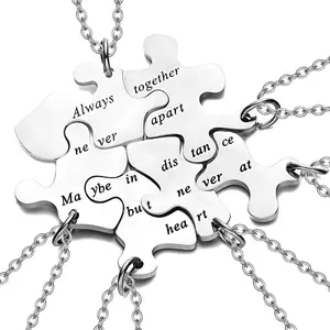 BFF Necklace for 3/4/5/6 Stainless Steel Family Friendship Puzzle Sister Keychain Set