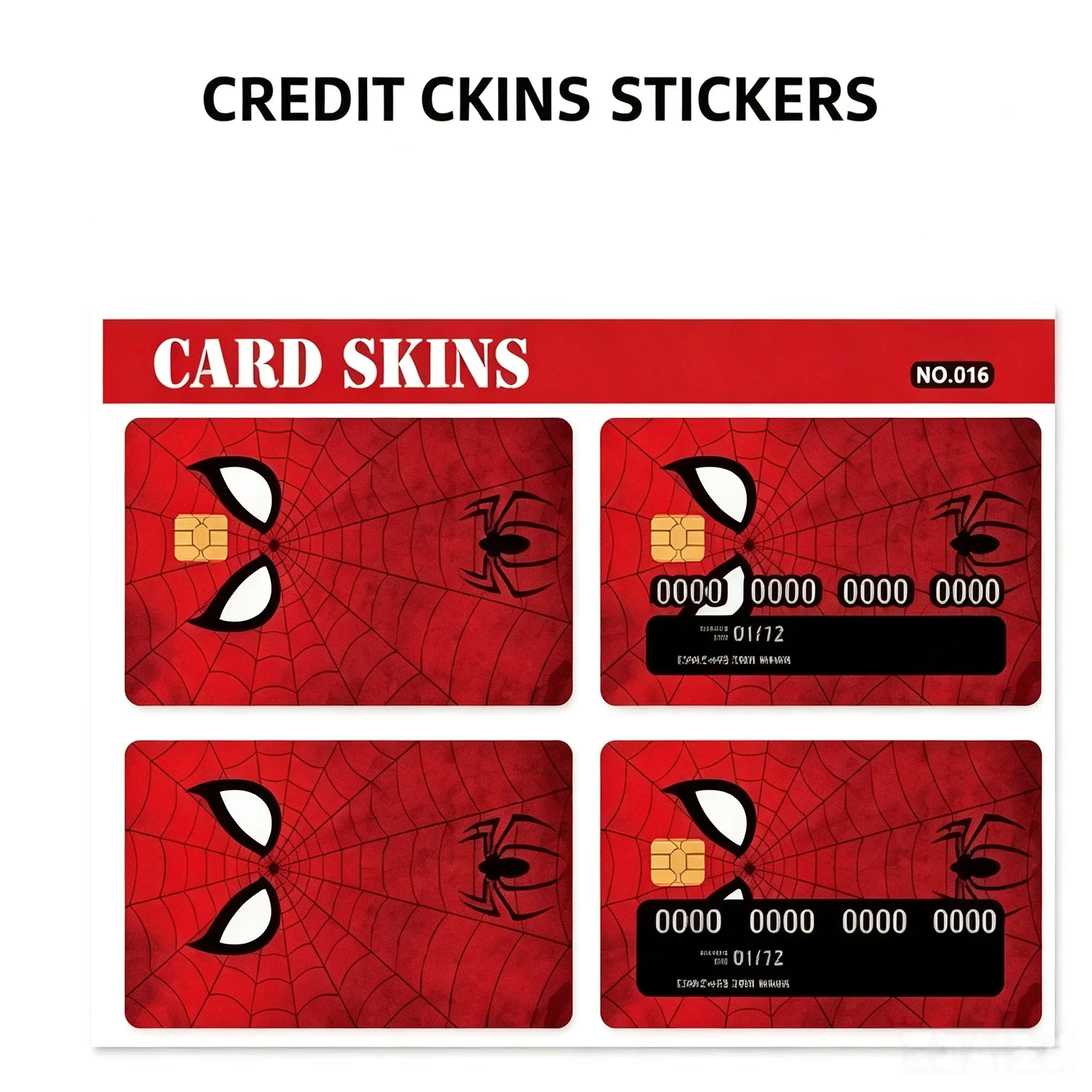 Marvel Spider‑Man Credit Card Skin Set of 4, Superhero Vinyl Card Stickers, Removable Decorative Card Decals for Debit Bank Cards