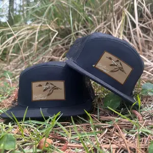 ECW Pintail Duck Patch Hat – East Coast Waterfowl Embroidered 7 Panel Hat, Khaki Brown Bottomland Brackish Camo Black White Mesh Trucker Hat, Waterfowl Hunting Gear, Outdoor Performance Hat for Men & Women