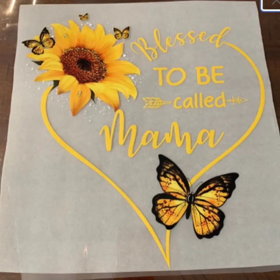 1dtf Blessed to Be Called Mama Sunflower heart Ready Press DTF Heat Transfer film