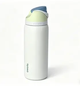 Owala FreeSip Insulated Stainless Steel Vacuum Flask Tumbler - BPA-Free Portable Stylish Sports Water Bottle with Straw, 32 Oz Cream Pastel Solid, Great for Travel