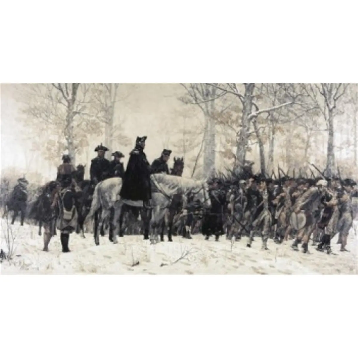 William T. Trego (1859-1909) Washington Reviewing His Troops At Valley Forge Historical Art Poster Print - 24x36 in Printed Paper, Home Decor