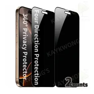KAYKWONG'S 2 Counts 360-Degree Privacy Screen Protector, Anti-peeping & Scratch Resistant Phone Screen Protector, Phone Accessories for iPhone 11 to 16, Cover