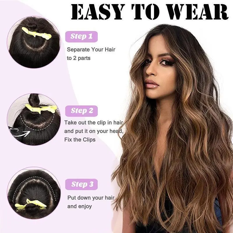 18" 45CM V-Shaped One Piece Clip In Hair Extensions Curly Wavy Hair With 5 Clips Synthetic Invisible Hairpieces For Women 18" 45CM V-Shaped One Piece Clip In Hair Extensions Curly Wavy Hair With 5 Clips Synthetic Invisible Hairpieces For Women