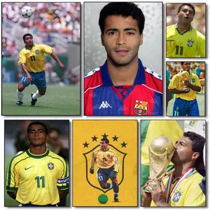 Brazilian World Cup Striker R-Romario Poster Poster Waterproof HD Self-Adhesive Stickers Fade-Proof Wrinkle-Resistant Wall Decor Living Room Bedroom Dormitory Cafe Bar Background Wallpaper Decoration Gifts