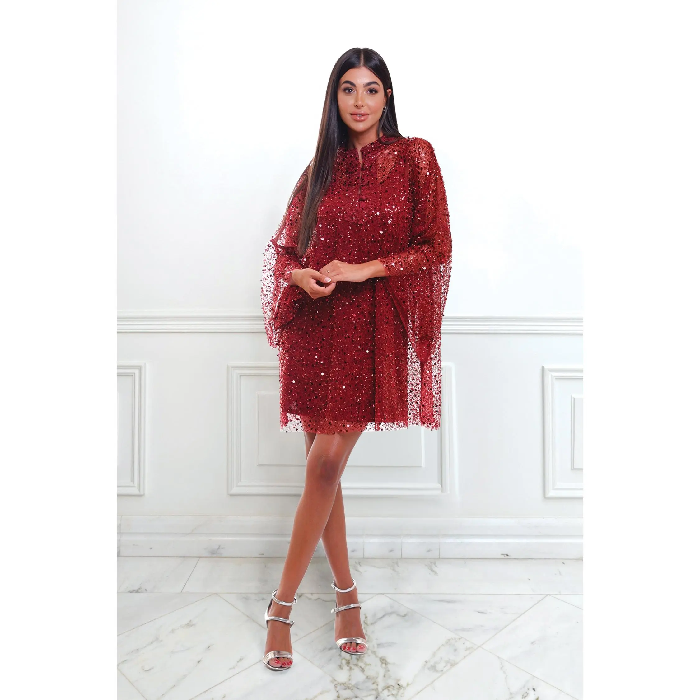 Dua Burgundy Caftan Dress (multiple lengths)