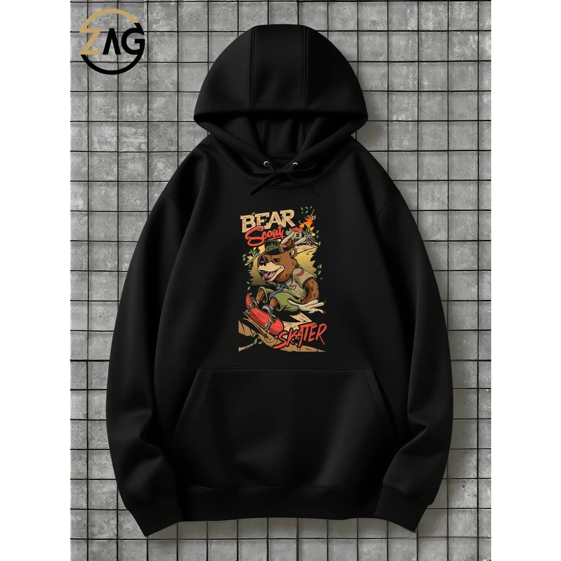 Sports Novelty Print Graphic HoodieBEAR SCOUT SKATER Hoodie for Men Women Casual Comfortable Fashion - Unisex, hooded sweatshirt, front pocket design, Brother Teenage Mom Dad Halloween Birthday Christmas Gift Valentine's Day Boyfriend Girlfriend