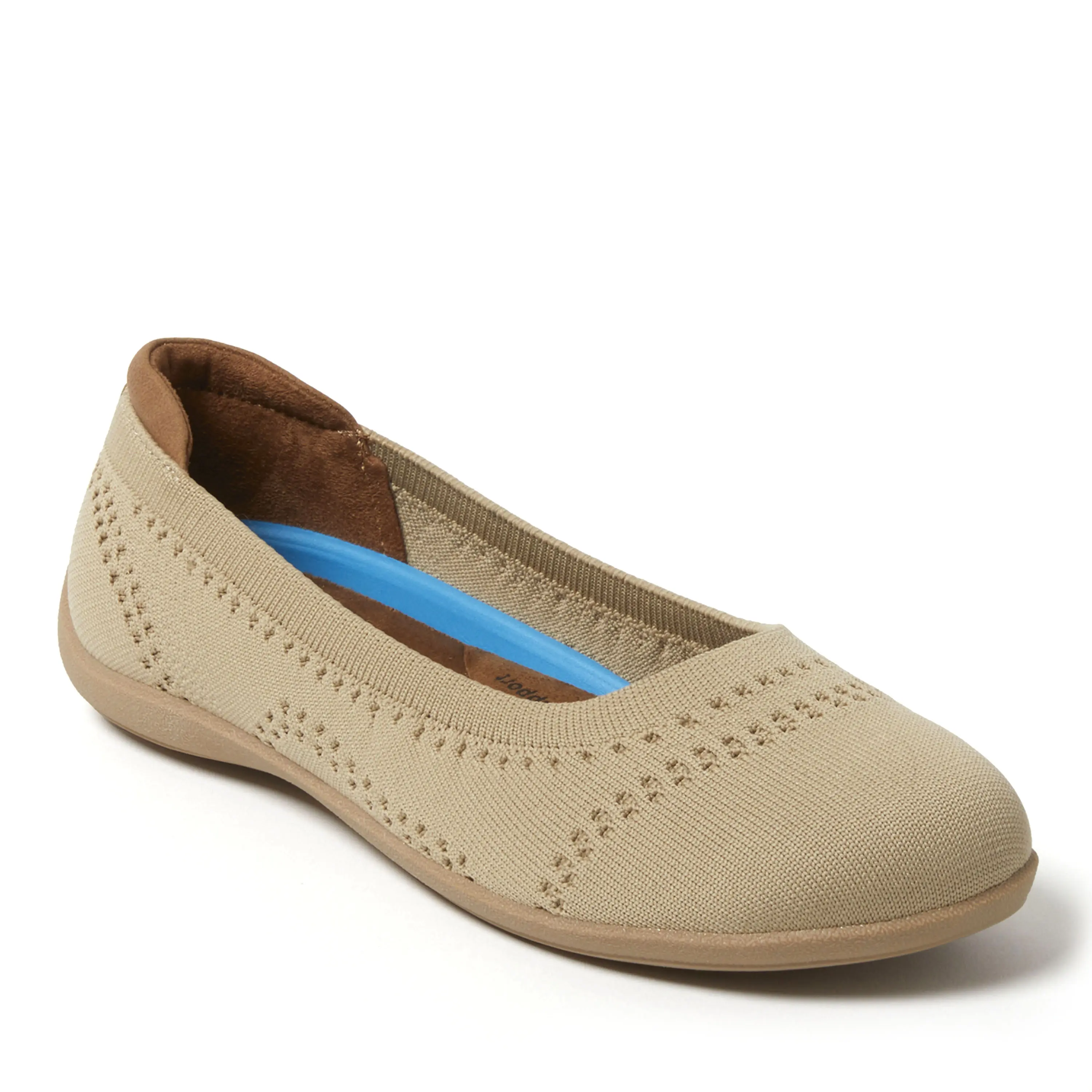 Dearfoams Misty Women's Ballet Flat, Soft Knit Slip-On Shoe with Arch Support and Rubber Outsole, Machine Washable