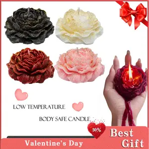 107.6°F Low Temperature Candles Red Rose Flower Shaped Scented Candles Low Heat Romantic Wax Play Candles for Lovers Couples Wedding for Couples Date Night,Valentine's Day Gift