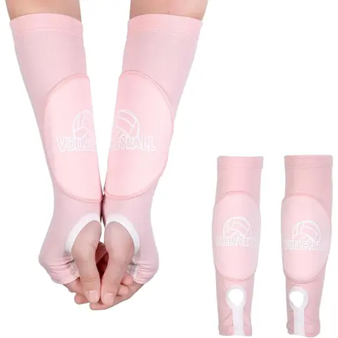 Youth & Teen Girls Volleyball Arm Sleeves Cover with Thumb Holes - Nylon Spandex Activewear Protective Gear, 27.5cm/3.94in Length, 10cm Width, 7.8cm Hand Opening, Shock Absorbers, Wrist Guards, Long Breathable Comfort-Fit for Training & Games