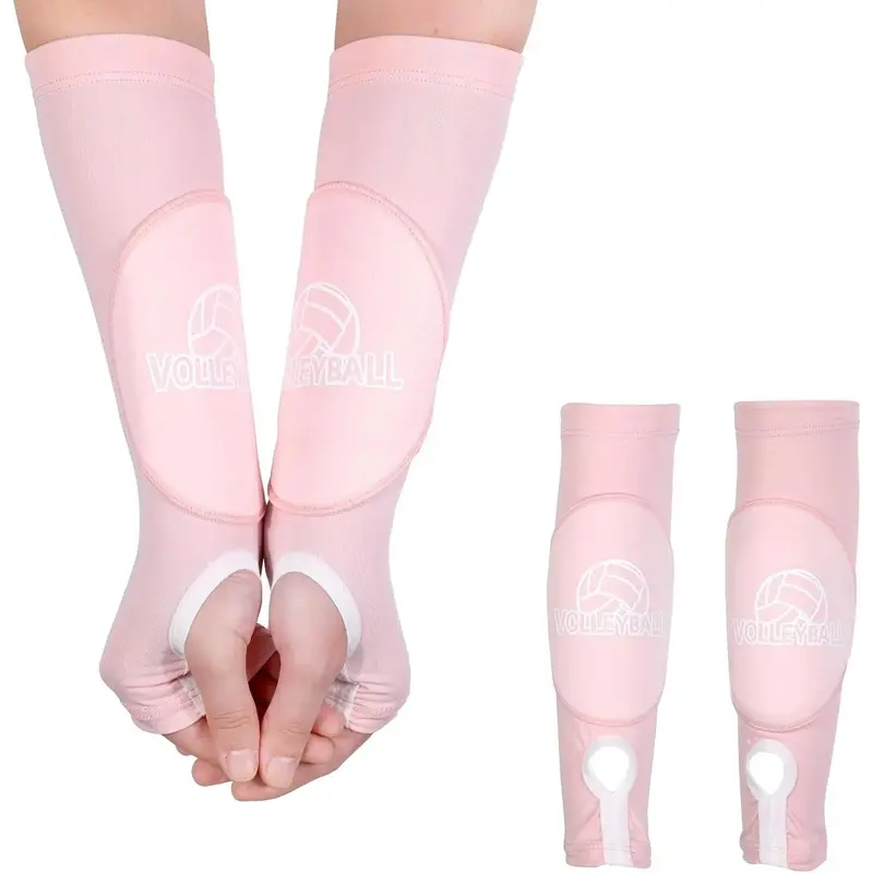 Youth & Teen Girls Volleyball Arm Sleeves Cover with Thumb Holes - Nylon Spandex Activewear Protective Gear, 27.5cm/3.94in Length, 10cm Width, 7.8cm Hand Opening, Shock Absorbers, Wrist Guards, Long Breathable Comfort-Fit for Training & Games