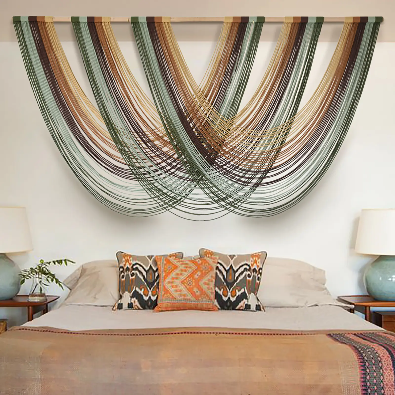 Macrame Wall Hanging Yarn Wall Art Bedroom Living Room Home Decor 57" W x 31" L