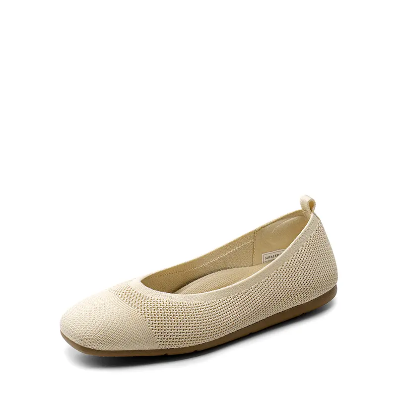 Dream Pairs Women's Knit Square-Toe Ballet Flats - 2mm Lightweight Breathable Slip-On Walking Shoes with Arch Support for Daily Wear Footwear