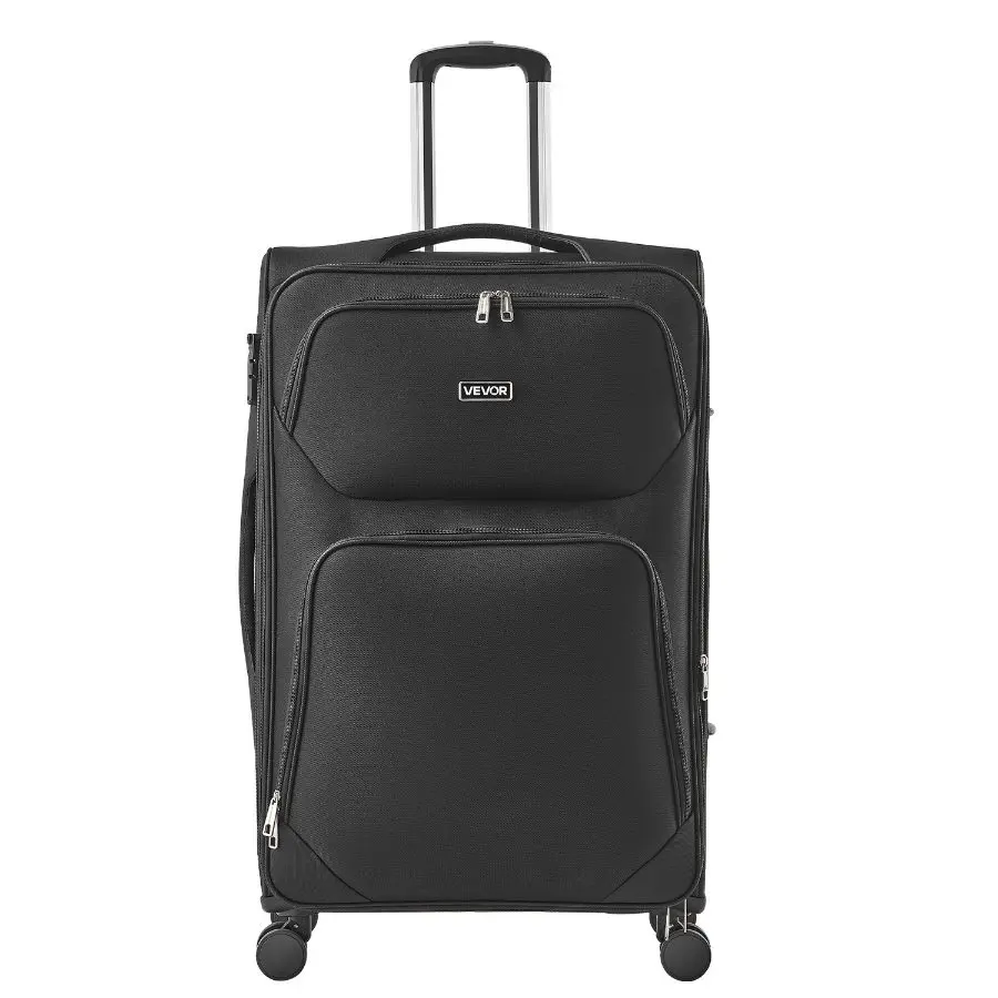 【Summerfinds】VEVOR 28-Inch Softside Expandable Checked Luggage for Father's Day, Unisex Adult Lightweight Suitcase with Handles, 4-Wheel Spinners, Expandable Zippered Pocket, TSA Lock, All Seasons Use, Black