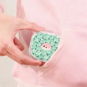 Green Floral Otter Printed Retainer Box Cartoon Creative Denture Storage Case Household Portable Orthodontic Retainer Box Moisture Proof Mildew Resistant Teeth Corrector Holder
