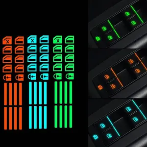 Car Window Lifter Luminous Switch Button Sticker, Door Window Lift Night Safety Switch Decoration Fluorescent Decals, Car Interior Decor, Car Accessories