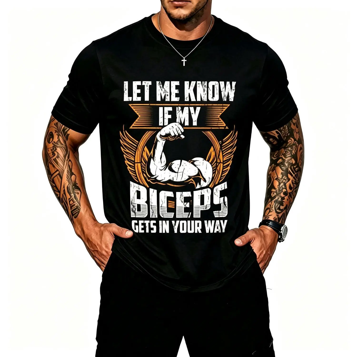 Let Me Know If My Biceps Gets in Your Way Biceps Curl Muscle Performance T Shirt Gym Workout Fitness Tee Athletic Humor