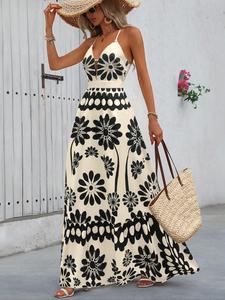 women's floral print cami dress, fitted boho elegant sleeveless long dress for party holiday wedding, ladies clothes for summer, bohemian womenswear