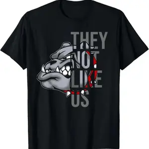 They Not Like US Funny Bulldog American Football Game Day T-Shirt Classic Cotton T-Shirt Timeless Style Staple Gift for Men Women Dad Mom Friends Casual Crewneck