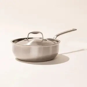 Made In 5-Ply Stainless Steel  Saucier with Lid - 3 Quart - Made in Italy