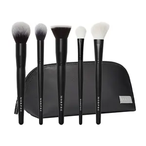 Face The Beat Makeup Brushes - 5 Piece Makeup Brush Set with Foundation, Blush, Contour & Blending Brushes - Made with Synthetic Bristles & Includes Makeup Brush Case (5 Count)