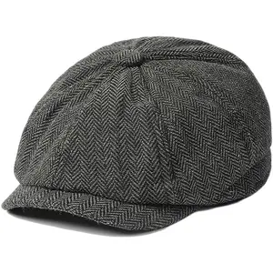 Mens Classic Newsboy Flat Cap Cabbie Hat