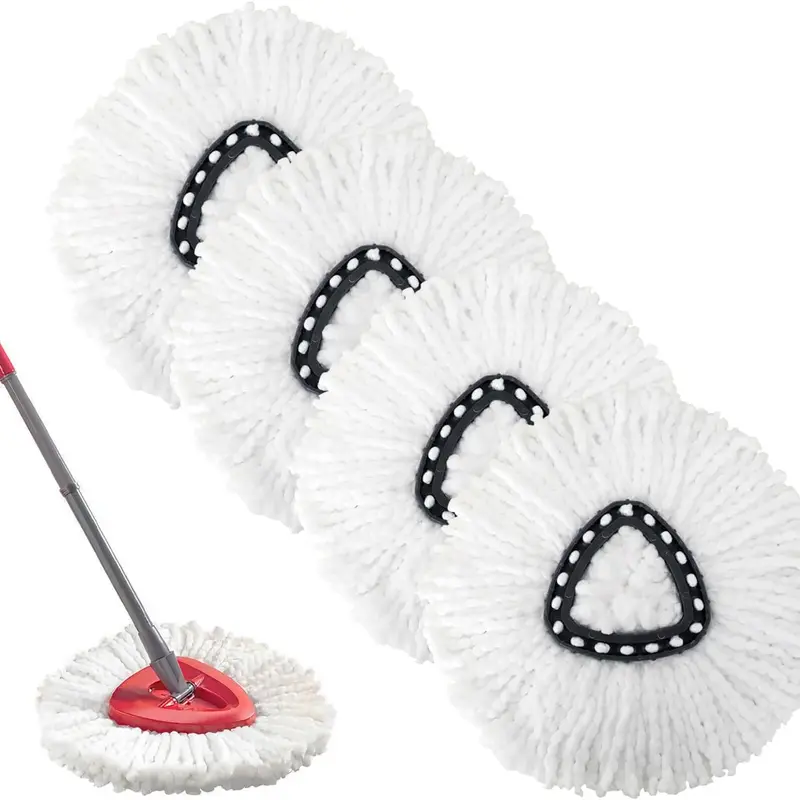 4 Pcs Spin Mop Replacement Head, 360° Rotating Mop Cover Replacement,Cleaning Products Washable Absorbent Mop Cover, Floor Cleaning Supplies Durable Outdoor Household Set