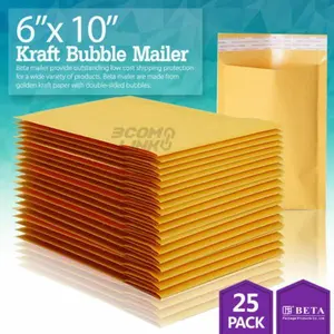 25 #0 6 x 10 ( 6x9 ) Kraft Bubble Padded Envelopes Mailers Shipping Bag