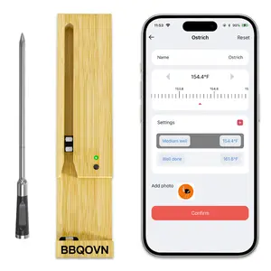 Wireless Meat Thermometer Smart Bluetooth Cooking Tool for Pork, Steak, and Various Cuisines with Instant Alerts and Customizable Temperature Range - Utensils, Kitchen Customized