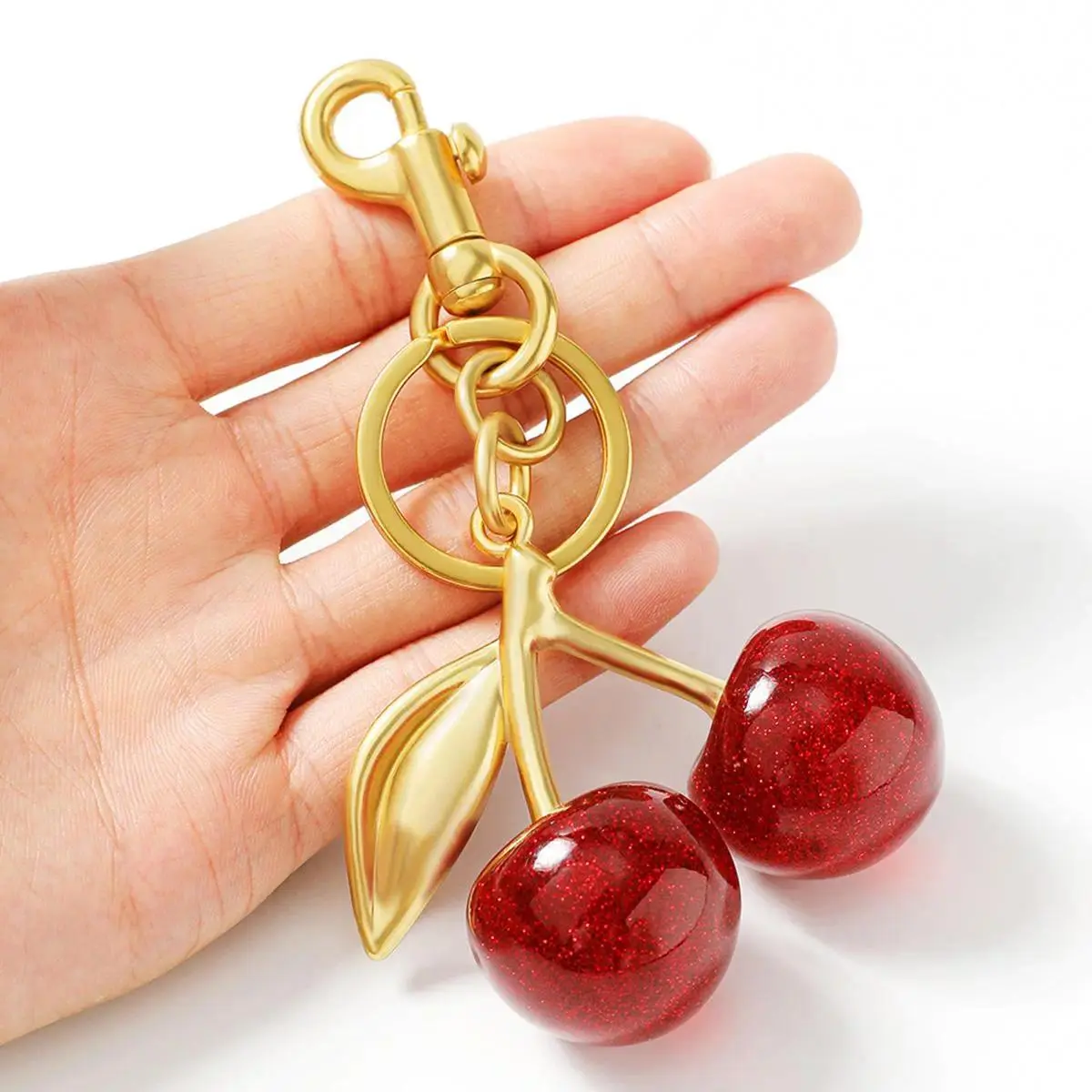 Cherry Fruit Keychain Charm - Cute Handbag Accessory, Ideal Keychain Charms for Mother’s Day, Birthday Gifts