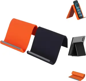Portable Foldable Silicone Phone Holder, Bendable Freely into Any Shape, Multi-Angle Adjustable Stand for Mobile Phone, Tablet, Laptop, Anti-Slip Desktop Mount, Universal Fit, Home Office Travel Use, Orange Black