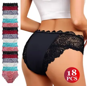 Women's Seamless Bikini Panties - 6/12/18 Pack, Soft & Stretchy Lace Trim Design, Basic-Style Cute Minimalist Briefs, Comfortable, Breathable & Invisible Underwear, Fresh All-Season Feel, Suitable for Daily Wear or Date Nights Womenswear Bridal