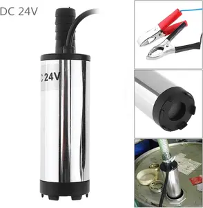 GJANSH Portable Submersible Pump, 12V Fuel Transfer Pump, Mini Portable Stainless Steel On/Off Switch Oil Diesel Fuel Transfer Water Pump 12V 40mm
