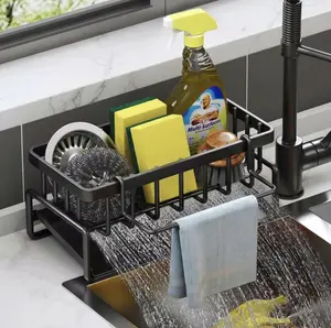 Kitchen Accessories Sink Drying Rack Gadgets ,Stainless Metal Sponge Drain Holder,Multifunctional Storage Rack,Storage Organizer, Household Essentials, Fall Decor